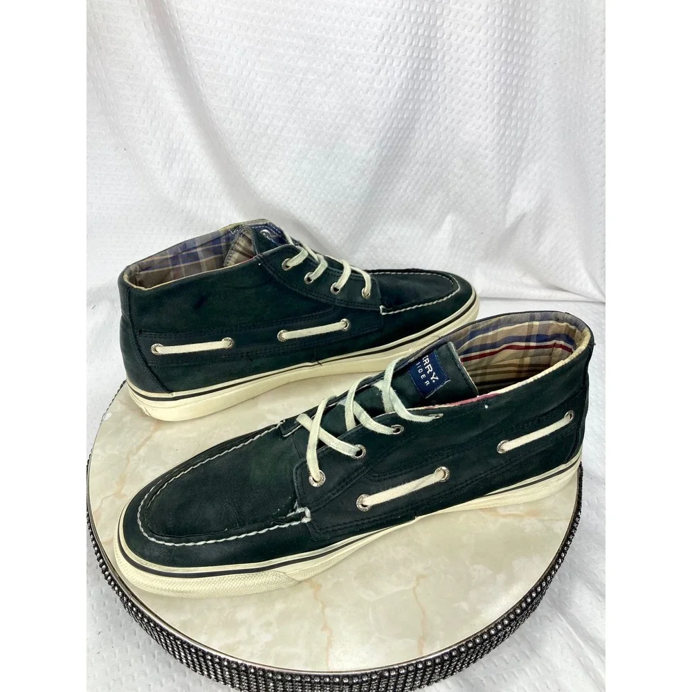 Sperry Top Sider Bahama Chukka Boat Shoes Mens 13 Black Leather Casual Sneakers